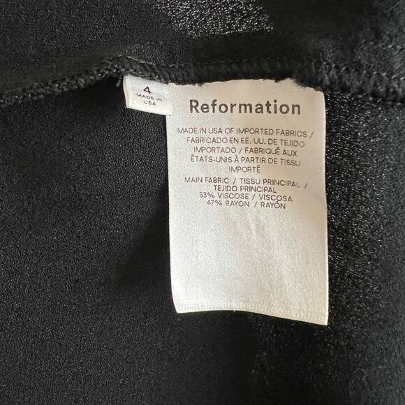 Reformation Hugh Black Mini Dress Women's 4 Button Down Front Long Sleeves - Picture 6 of 6